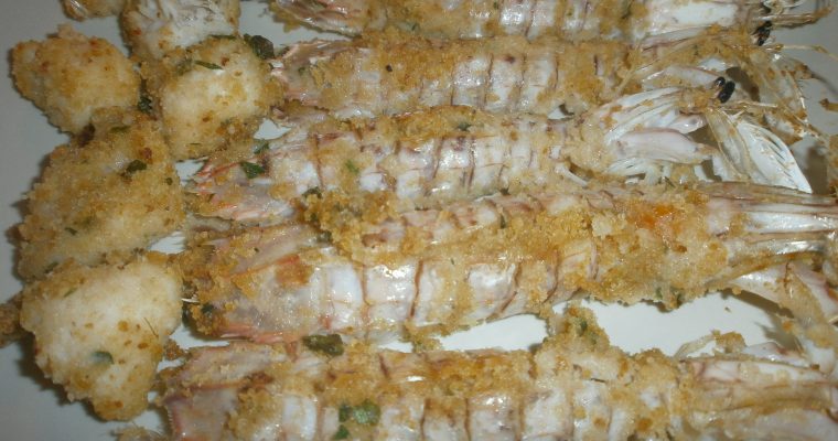 canocchie e bocconcini di rana pescatrice al forno